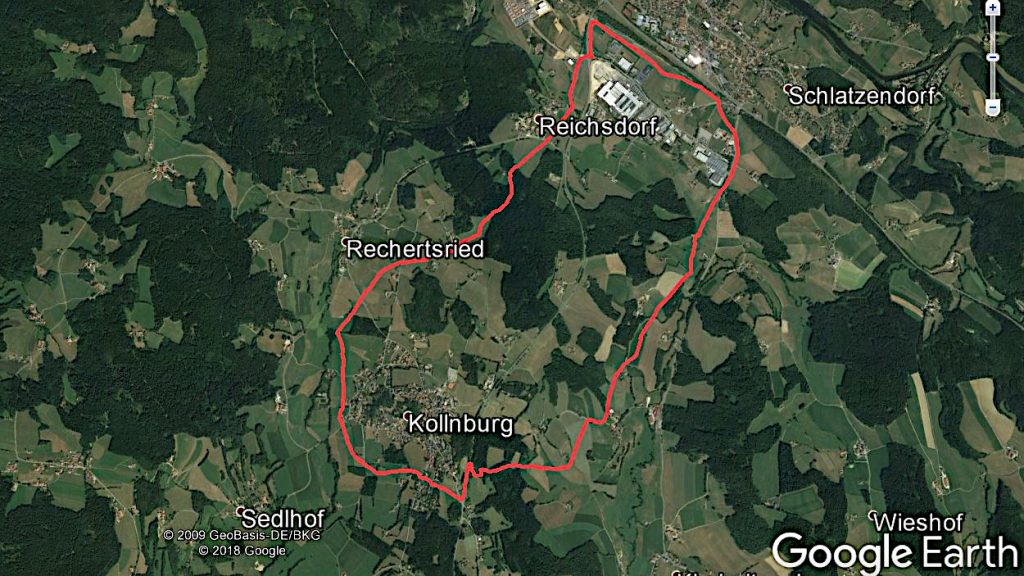 Übersichtskarte des Tourverlaufs um Kollnburg